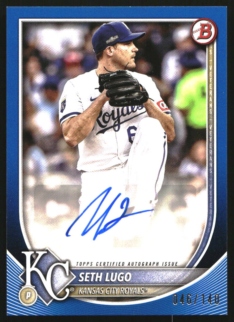 2025 Bowman Rookie and Veteran Autographs Blue Border #PRVSL Seth Lugo/140