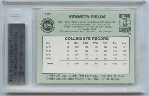 1984-85 Star #129 Kenny Fields back image