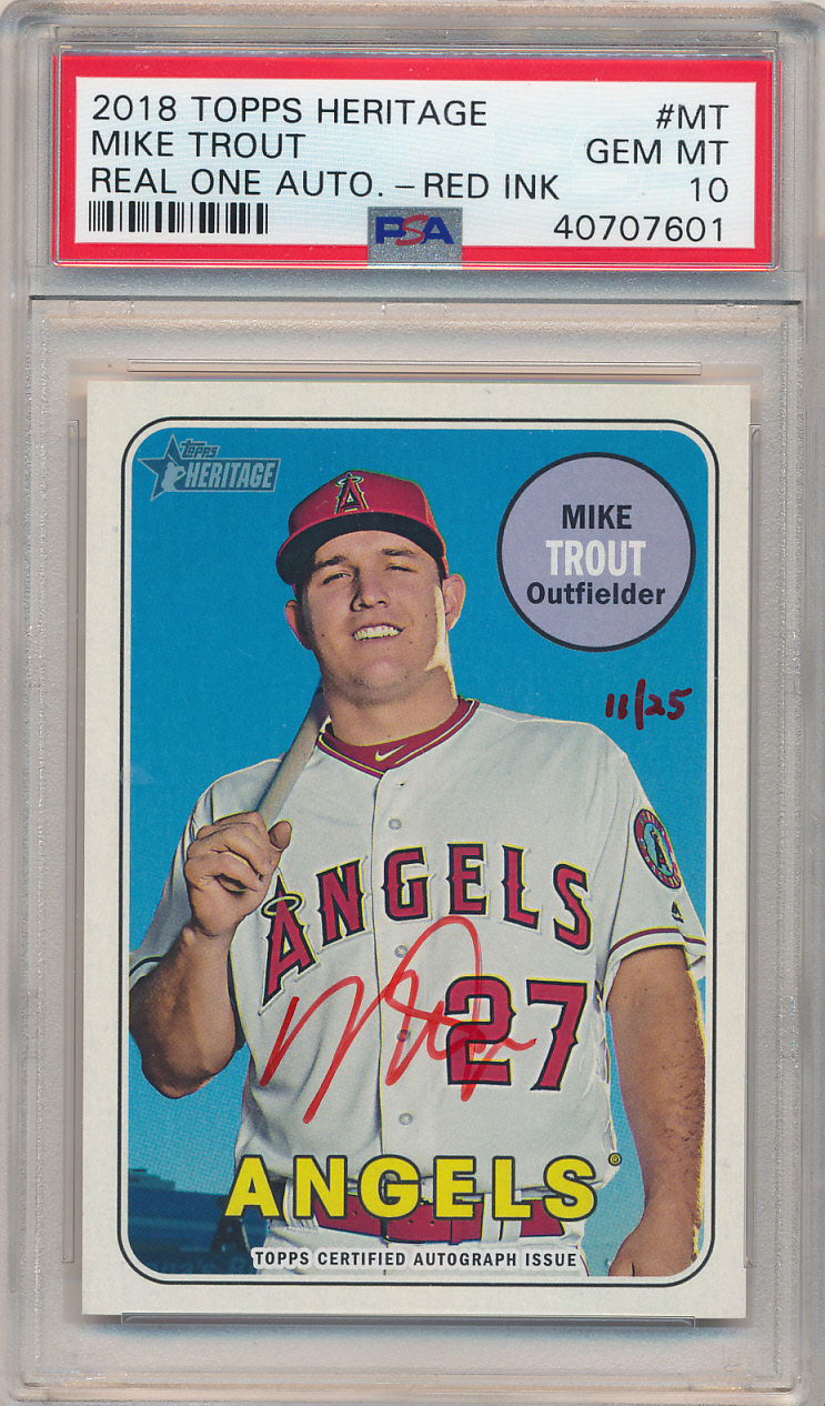 Mike Trout 2022 Topps Heritage Real One Autographs - Red Ink #ROA