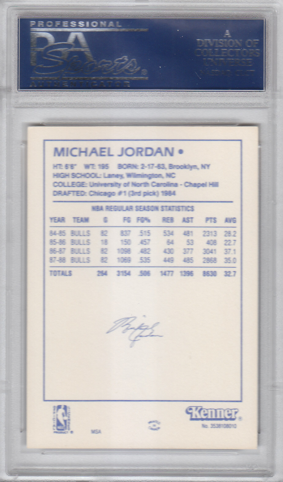 1988 Kenner Starting Lineup Cards #40 Michael Jordan back image