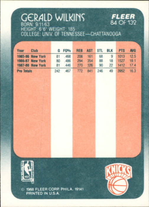 1988-89 Fleer #84 Gerald Wilkins
