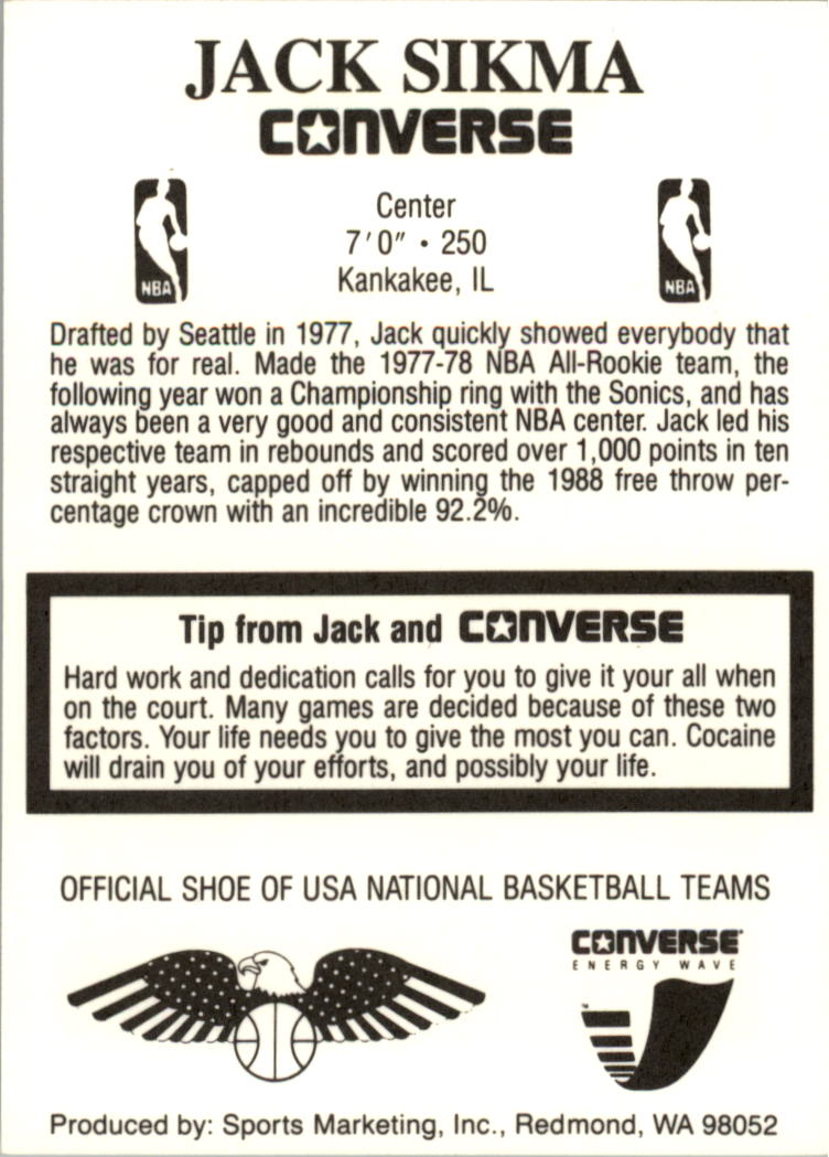 1989 Converse #12 Jack Sikma back image