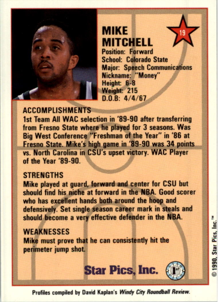 1990 Star Pics Medallion #19 Mike Mitchell back image