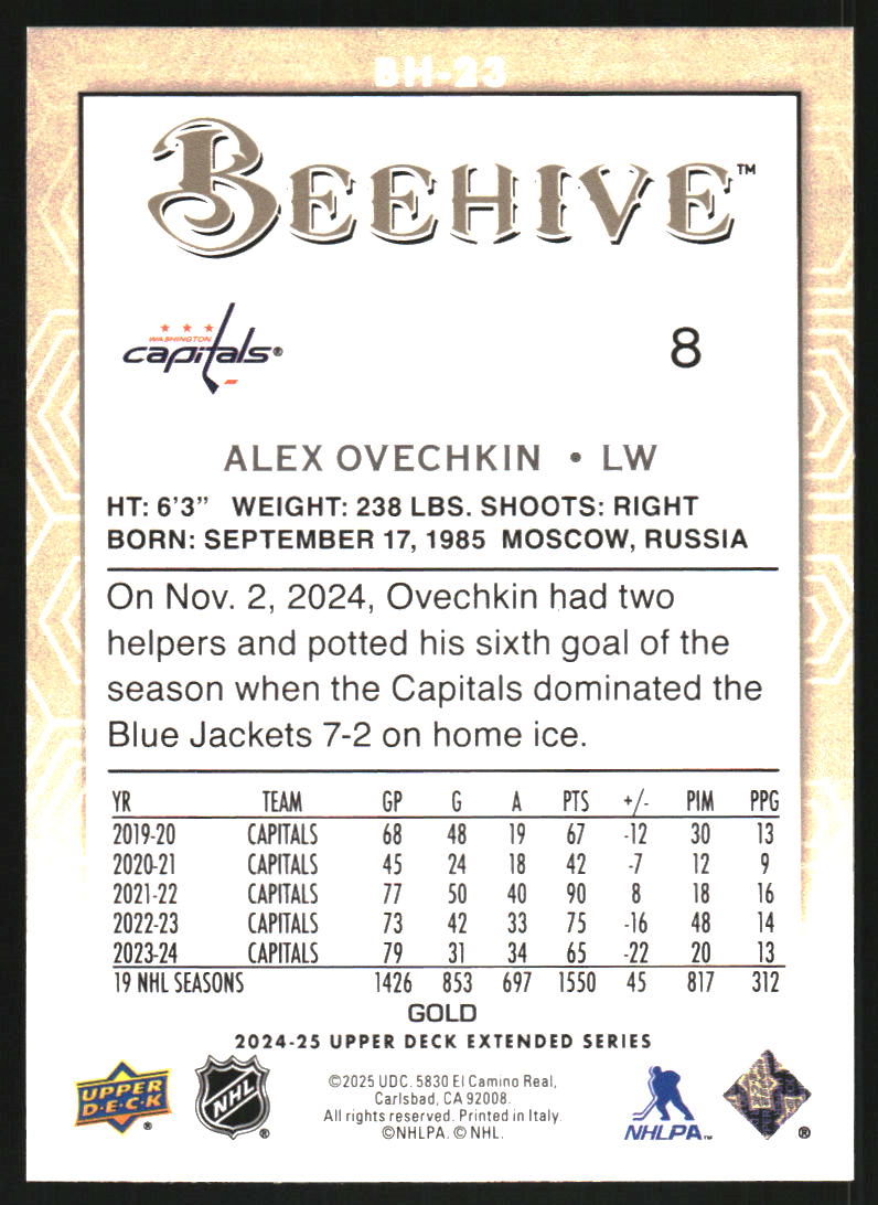 2024-25 Upper Deck Beehive Gold #BH23 Alex Ovechkin