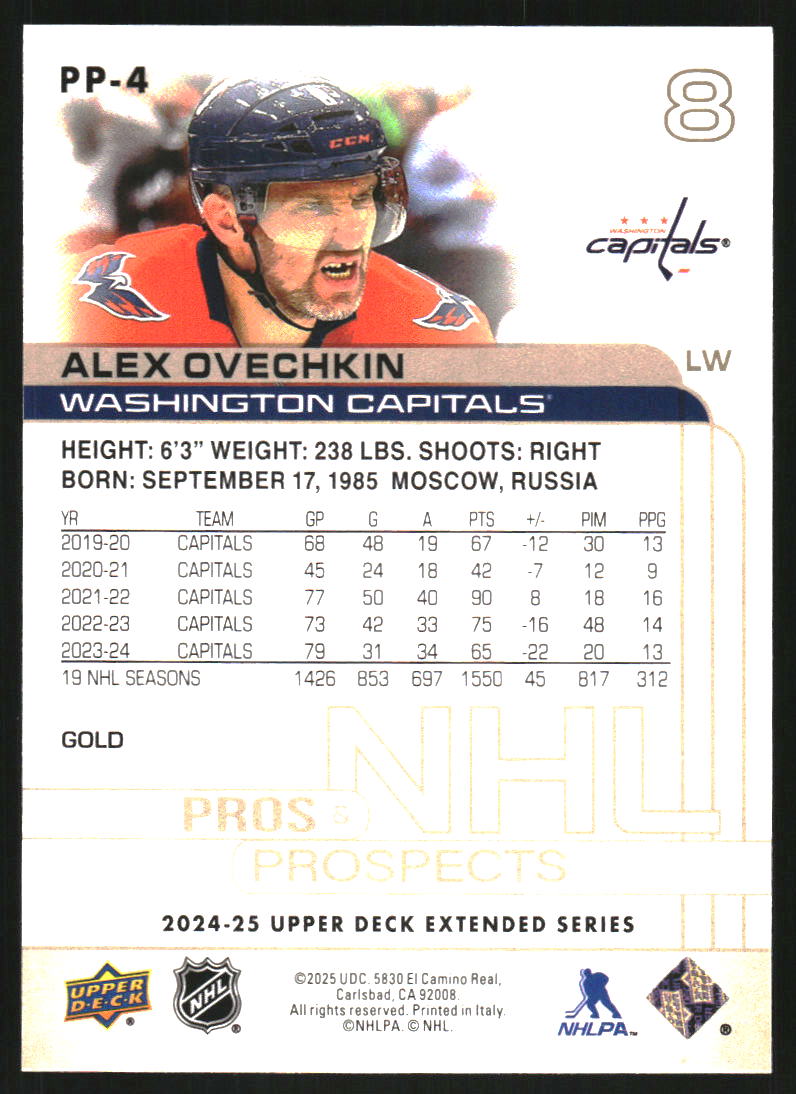 2024-25 Upper Deck Pros and Prospects Gold #PP4 Alex Ovechkin