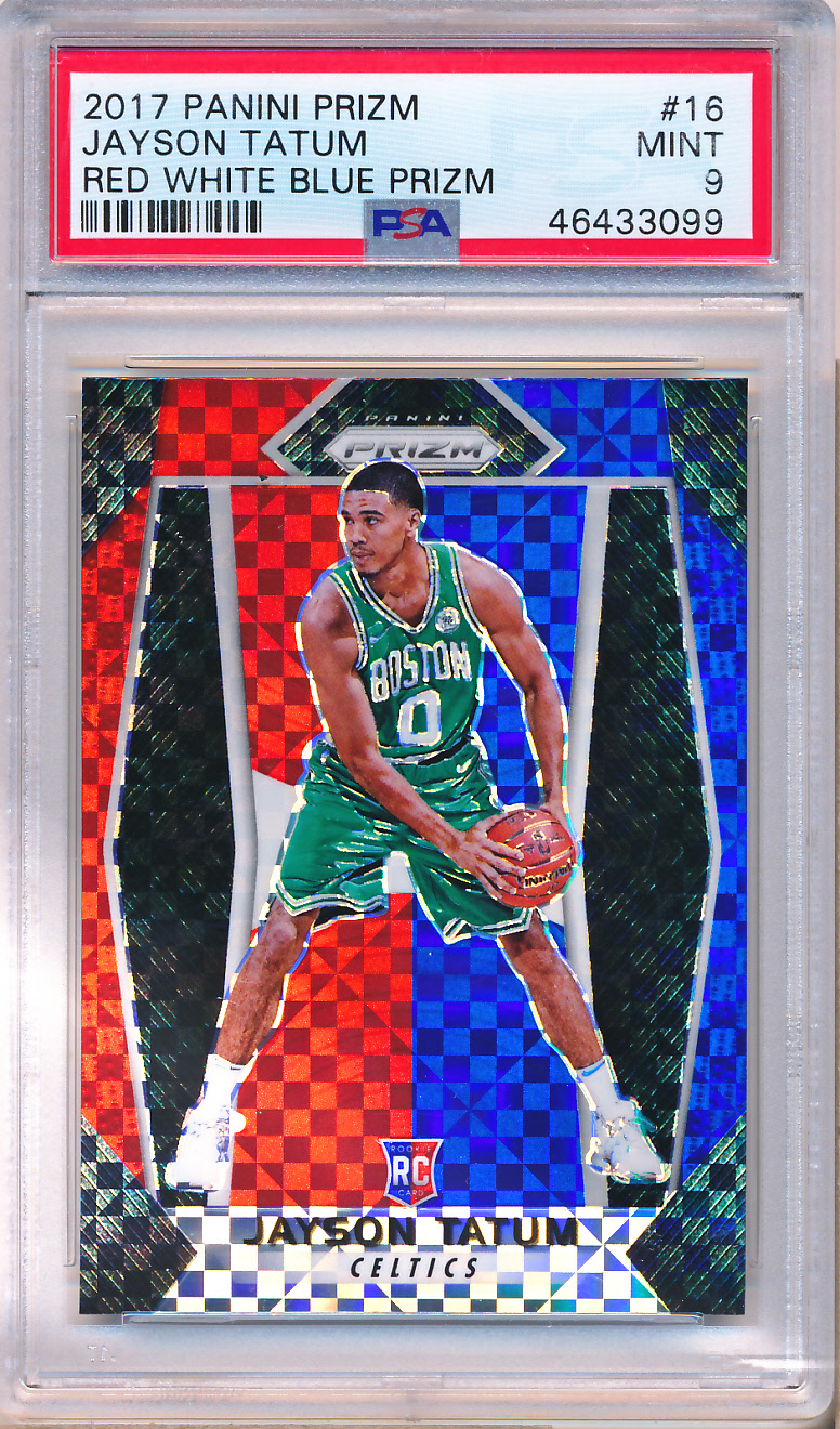 2017-18 Panini Prizm Prizms Red White Blue #16 Jayson Tatum Rookie