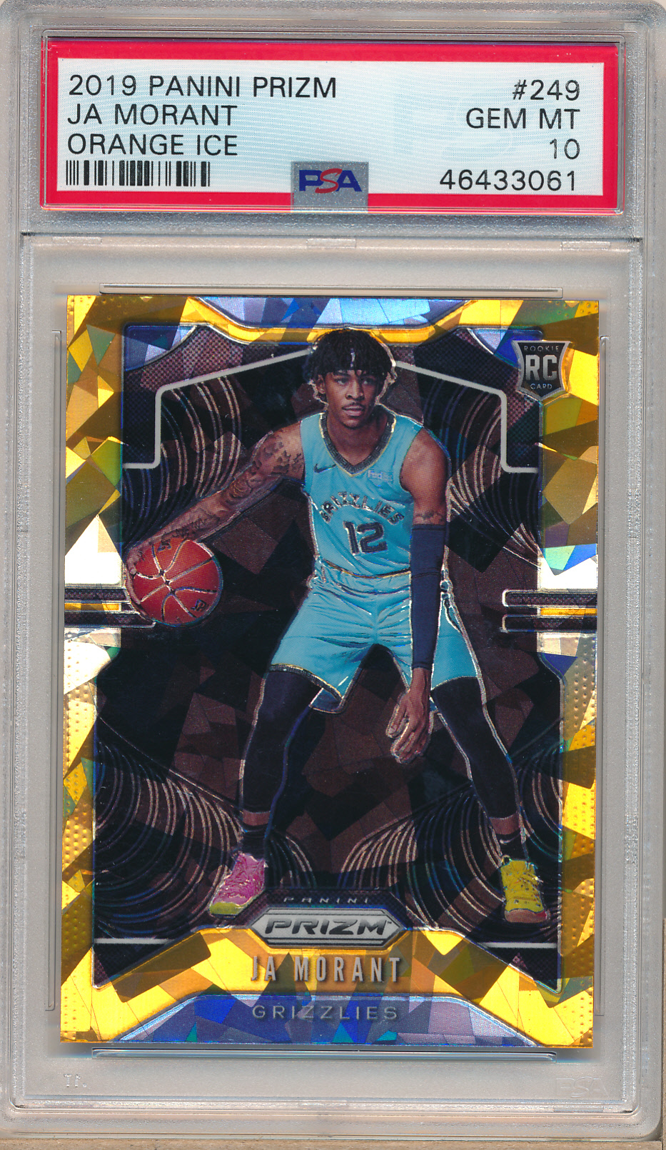 2019-20 Panini Prizm Prizms Orange Ice #249 Ja Morant Rookie PSA