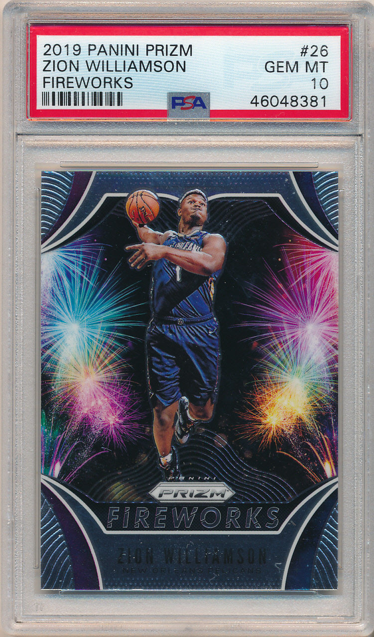 2019-20 Panini Prizm Fireworks #26 Zion Williamson Rookie PSA 10