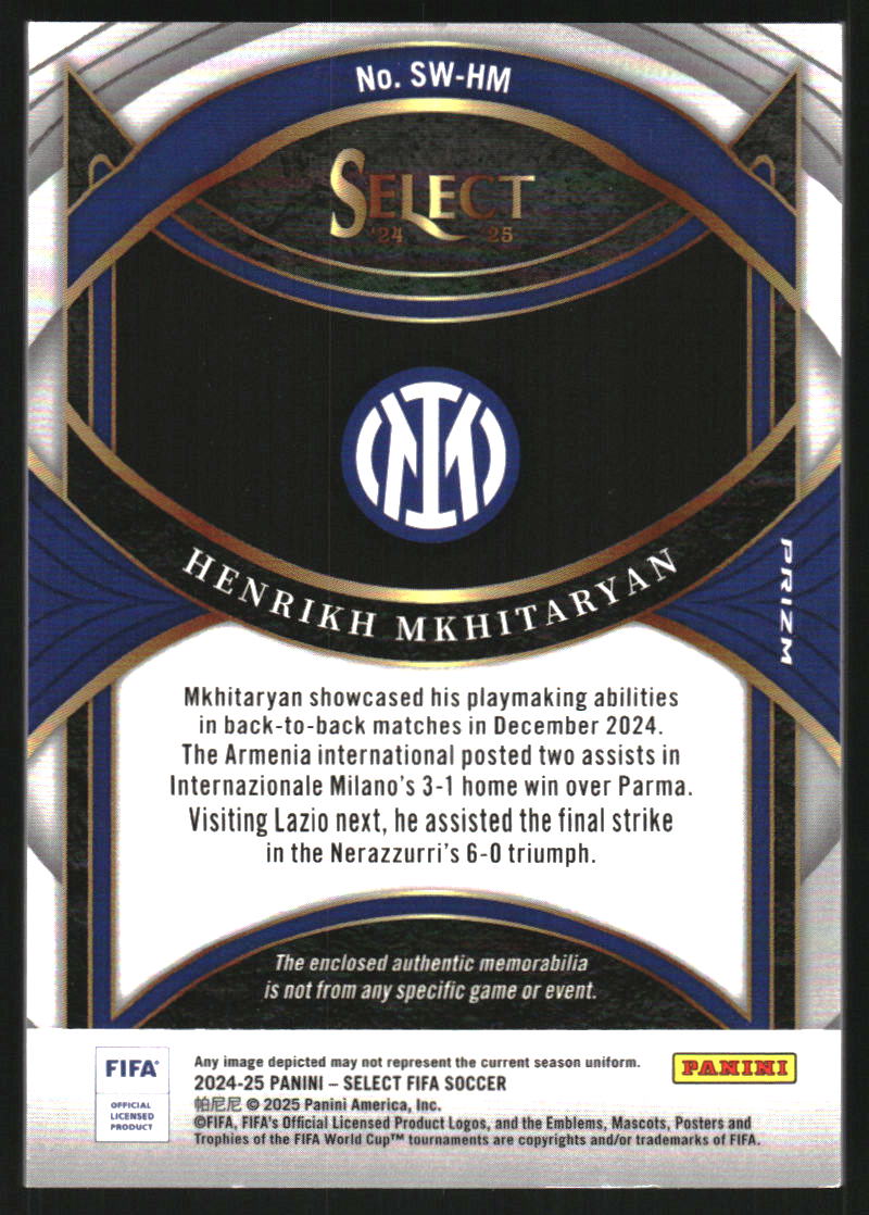 2024-25 Select FIFA Select Swatches FIFA #19 Henrikh Mkhitaryan Jersey