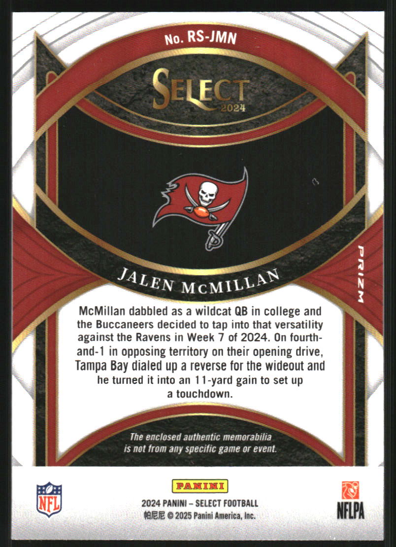 2024 Select Rookie Swatches Prizm Red #10 Jalen McMillan Jersey