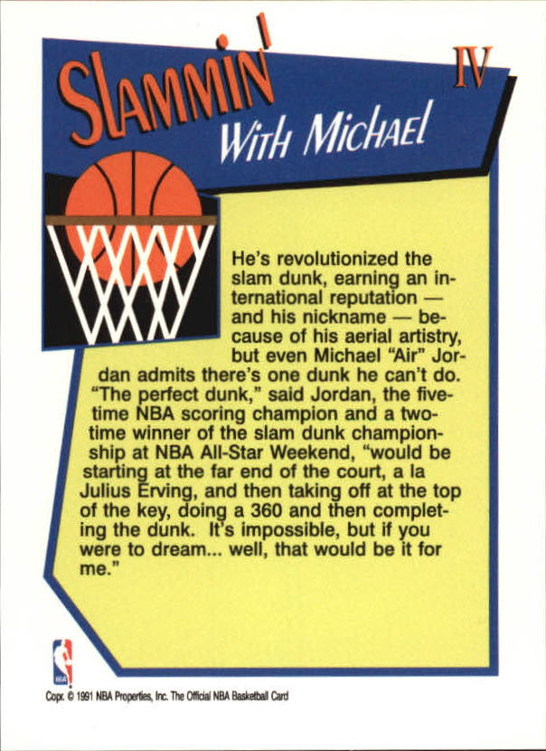 1991-92 Hoops Slam Dunk #4 Michael Jordan back image
