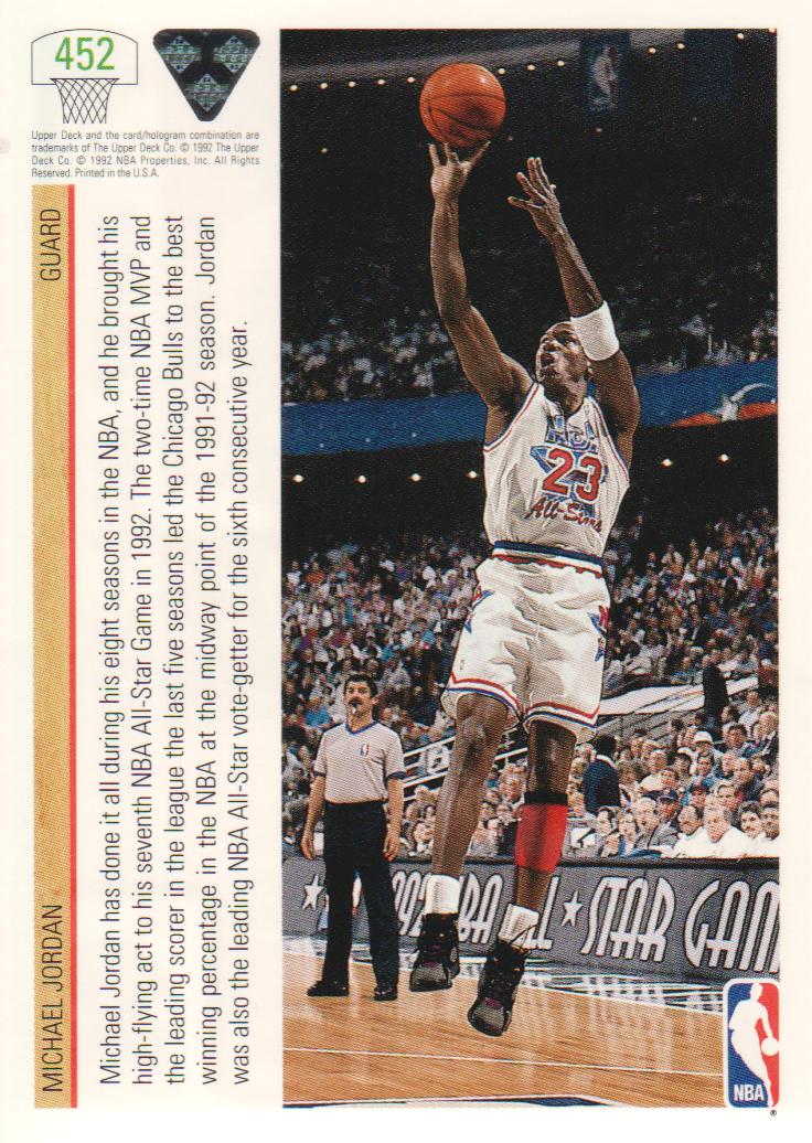 1991-92 Upper Deck #452 Michael Jordan AS back image