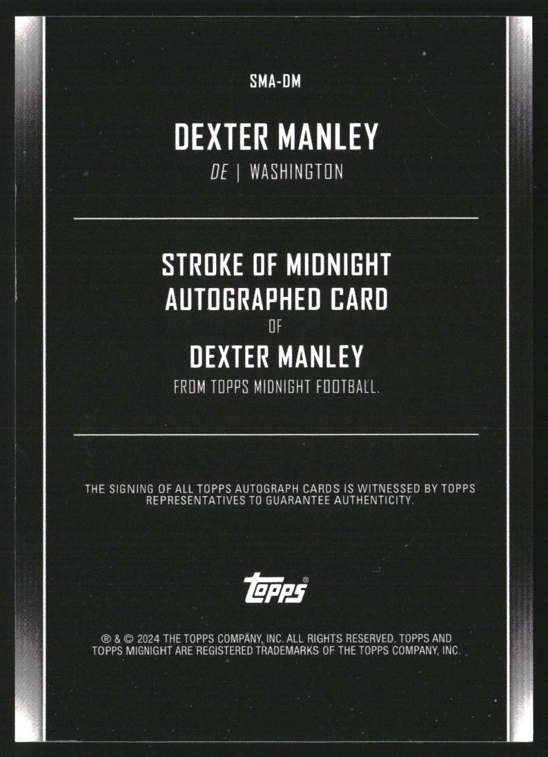 2024 Topps Midnight Stroke of Midnight Autographs Moon Beam #SMA-DM Dexter Manley