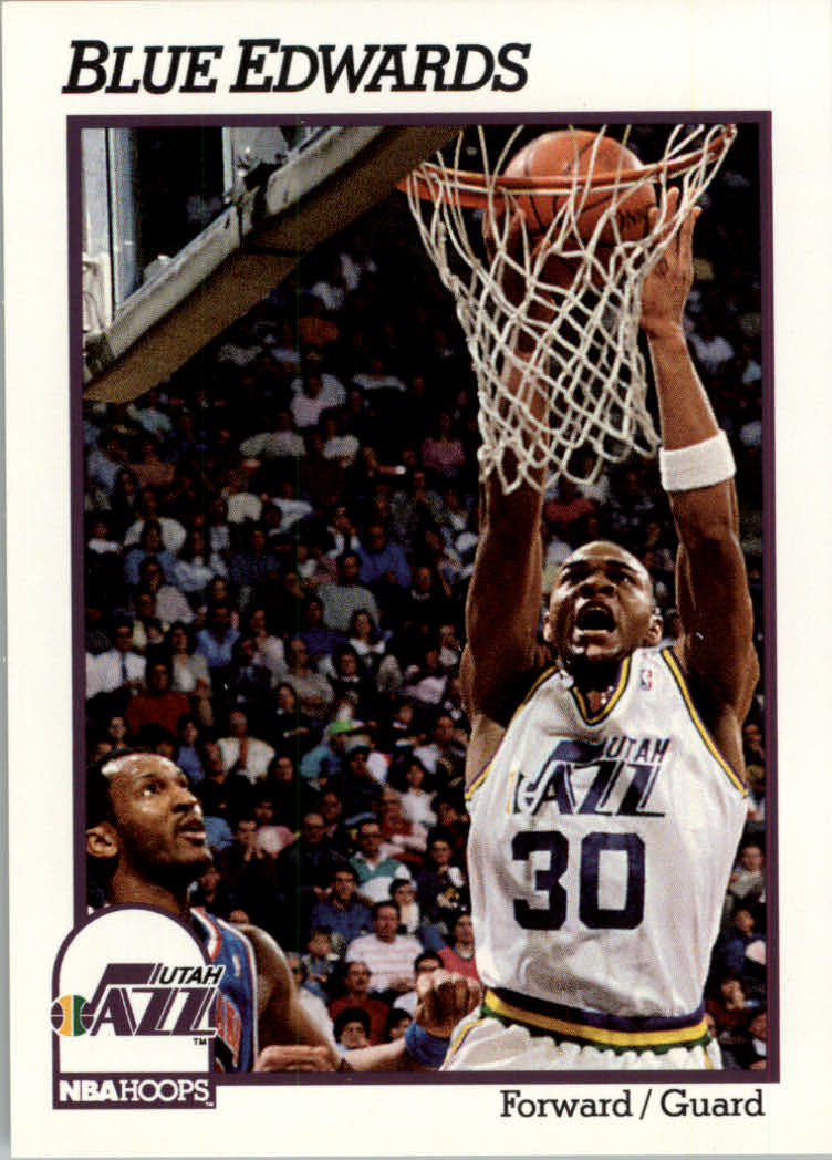 1991-92 Hoops #208 Blue Edwards UER/(Forward/guard on/front, guard on back)