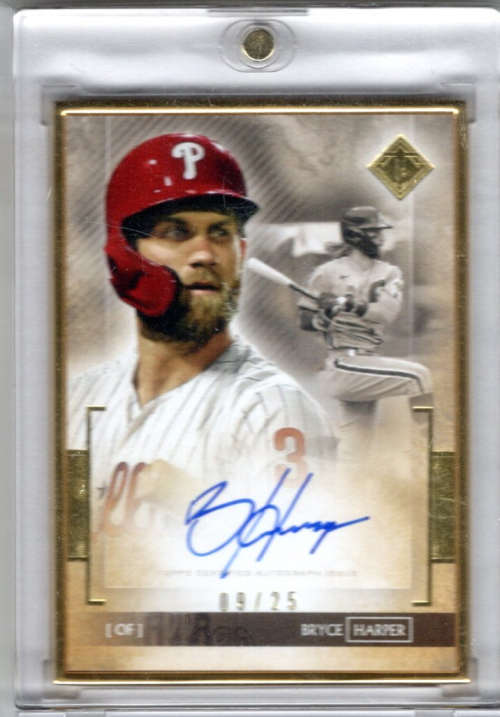 2020 Topps Transcendent VIP Party Autographs #BHA-4 Bryce Harper Framed Metal Autograph Card Serial #09/25
