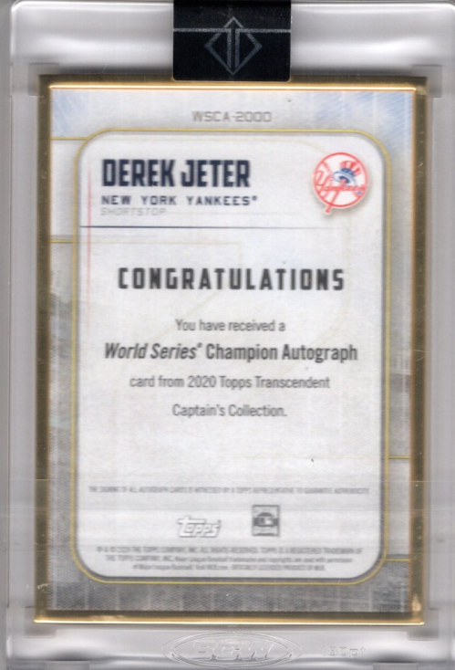 2020 Topps Transcendent Captain's Collection World Series Autographs #WSCA-2000 Derek Jeter Framed Metal Autograph Card Serial #7/8 back image