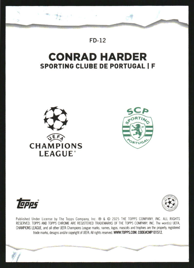 2024-25 Topps Chrome UEFA Club Competitions Final Destination Blue Refractors #FD12 Conrad Harder /150