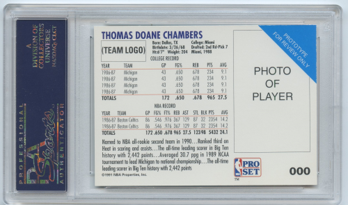 1991-92 Pro Set Prototypes #1 Tom Chambers back image