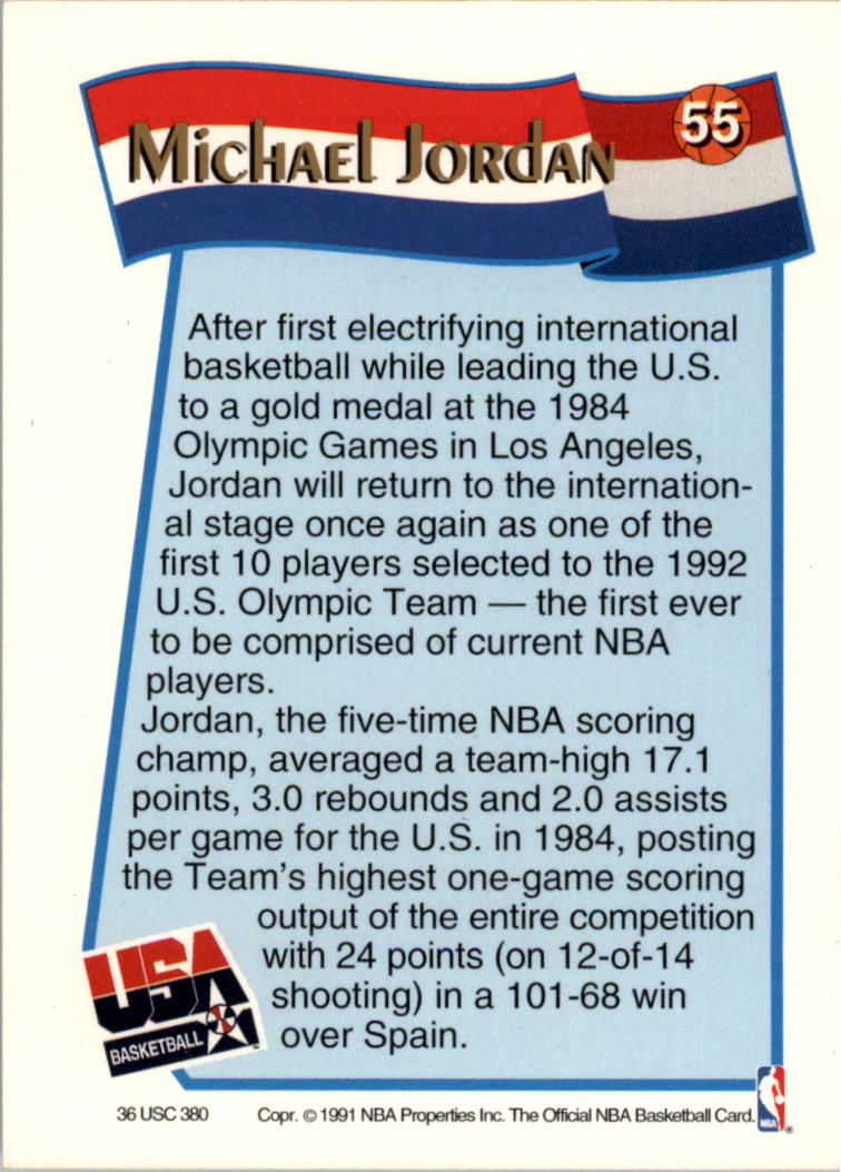 1991-92 Hoops McDonald's #55 Michael Jordan USA back image