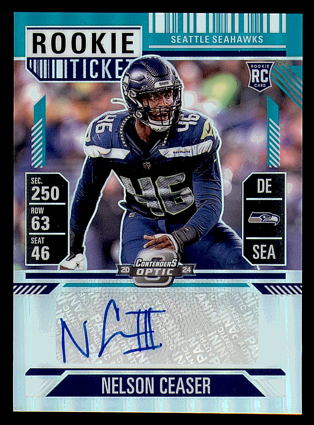 2024 Panini Contenders Optic Teal #204 Nelson Ceaser AU