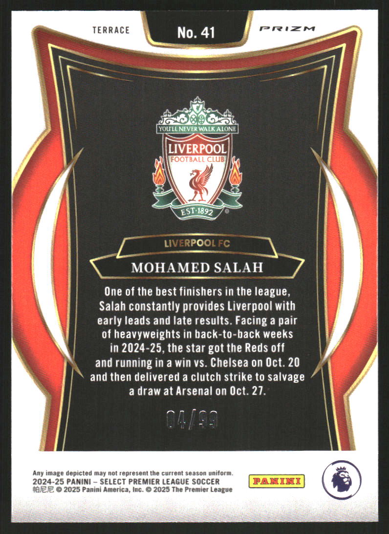 2024-25 Select English Premier League Pink #41 Mohamed Salah