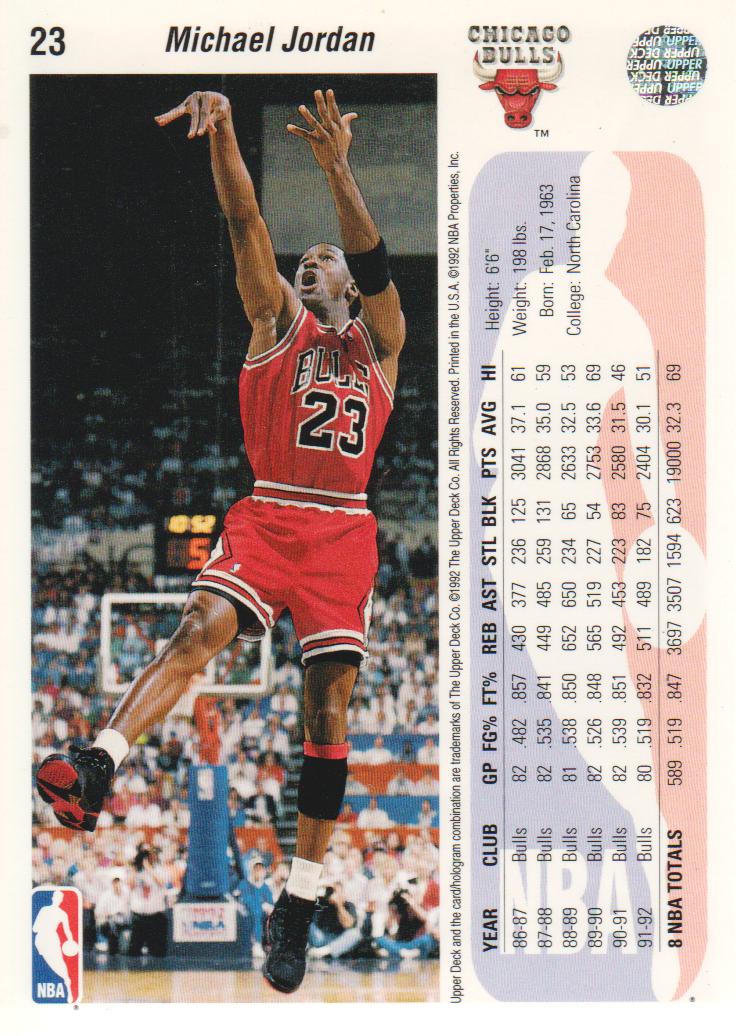 1992-93 Upper Deck #23 Michael Jordan back image
