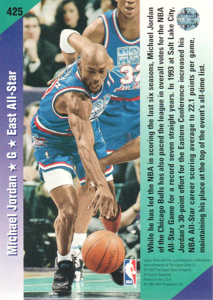 1992-93 Upper Deck #425 Michael Jordan AS back image