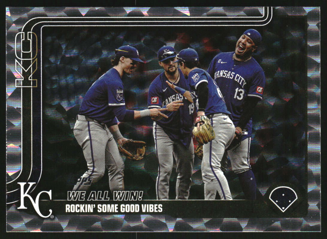 2025 Topps Silver Crackle Foil #436 We All Win! Bobby Witt Jr Salvador Perez Michael Massey Tyler Gentry