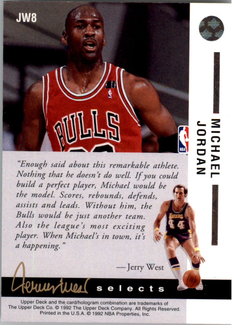 1992-93 Upper Deck Jerry West Selects #JW8A Michael Jordan/Best All-Around Player back image