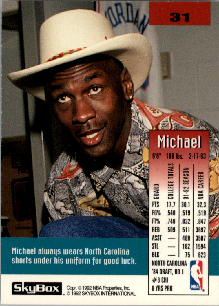1992-93 SkyBox #31 Michael Jordan back image