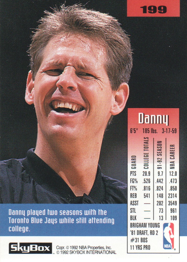 1992-93 SkyBox #199 Danny Ainge back image