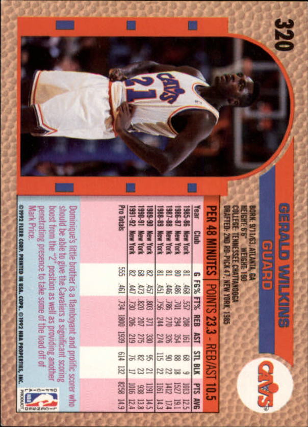 1992-93 Fleer #320 Gerald Wilkins