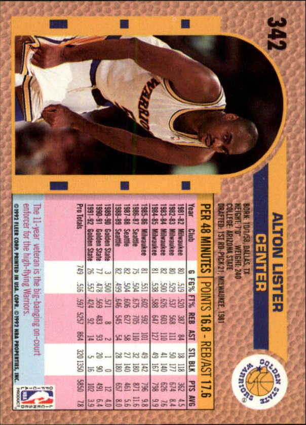 1992-93 Fleer #342 Alton Lister