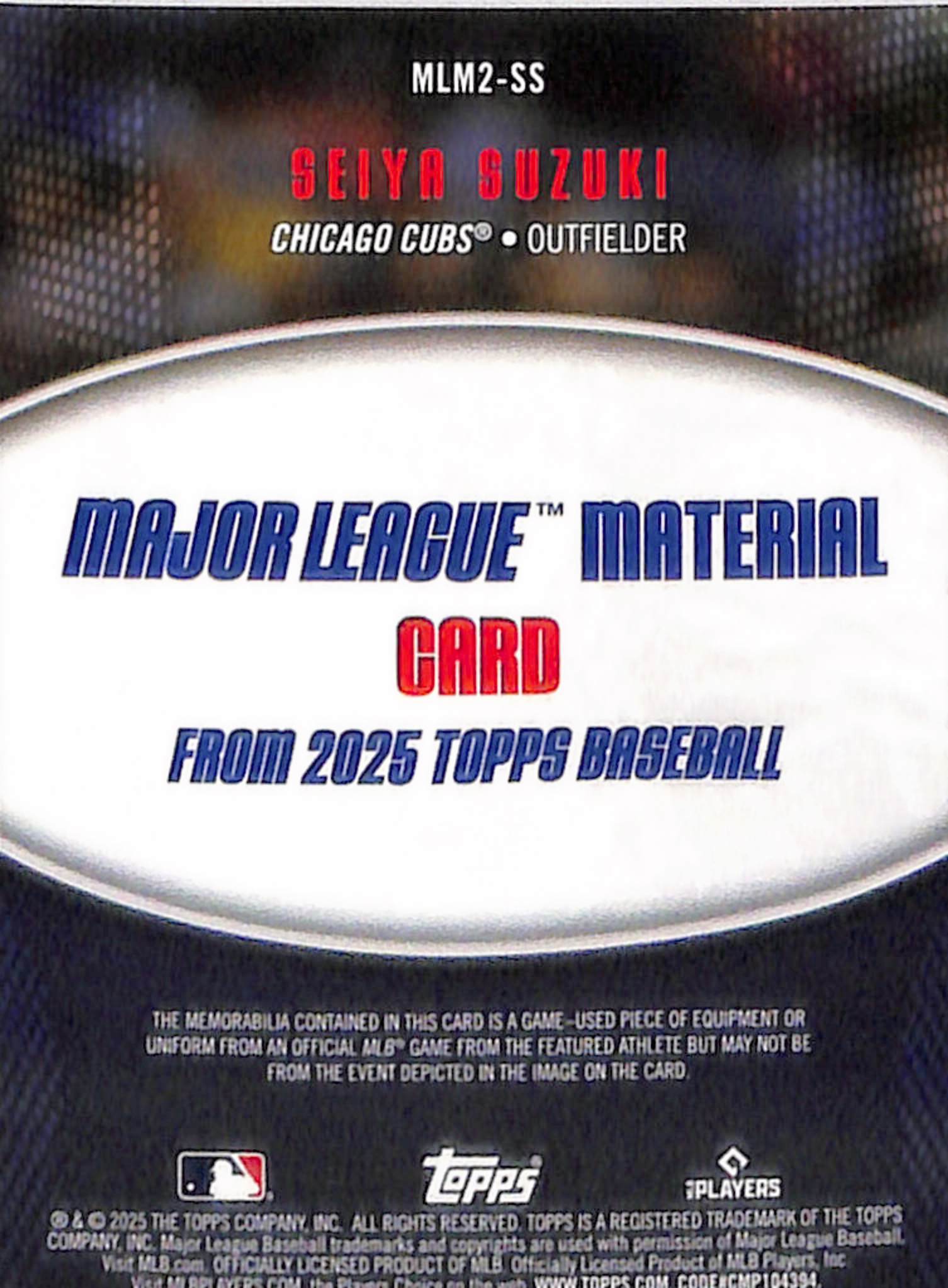 2025 Topps Major League Materials #MLM2SS Seiya Suzuki S2 back image
