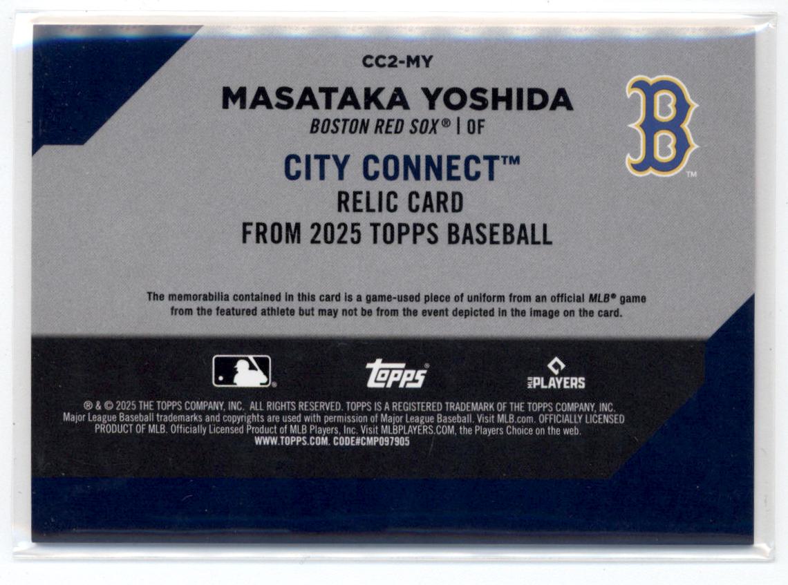 2025 Topps City Connect Swatches #CC2MY Masataka Yoshida S2 back image