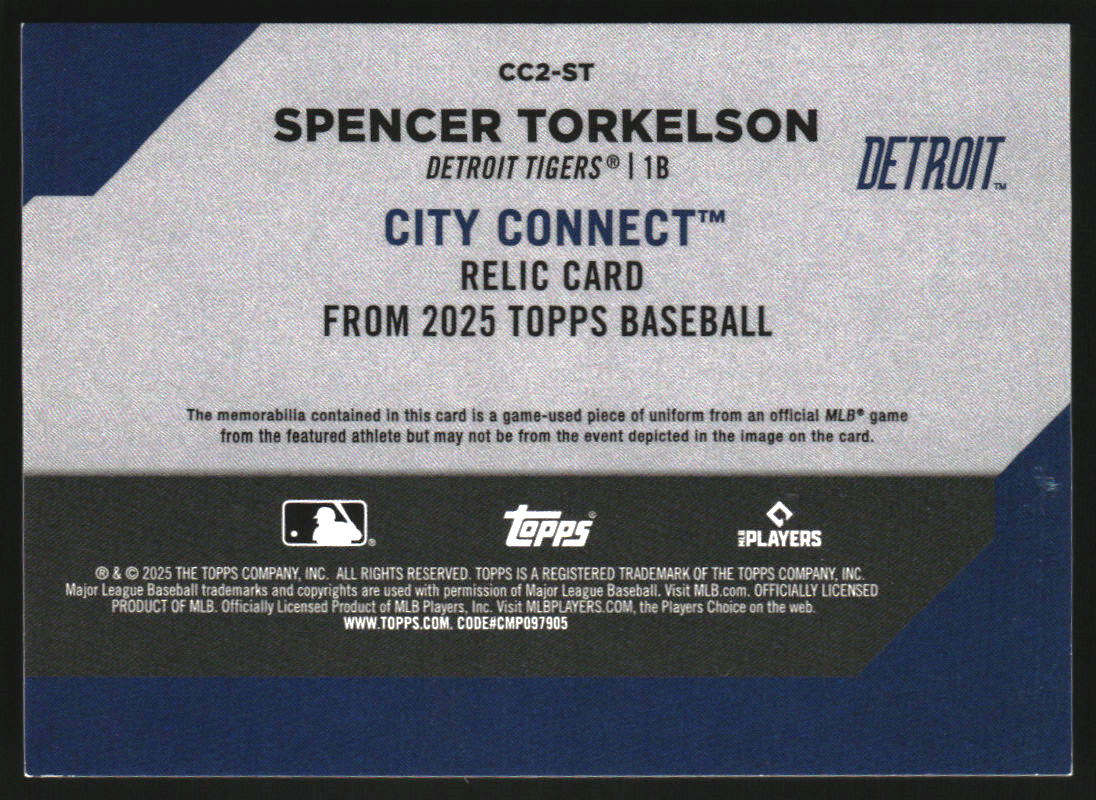 2025 Topps City Connect Swatches #CC2ST Spencer Torkelson S2