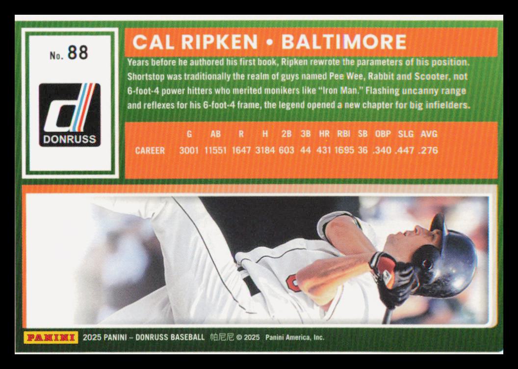 2025 Donruss #88 Cal Ripken back image