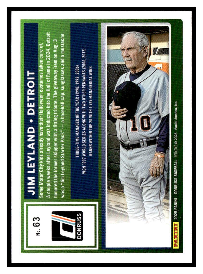 2025 Donruss Holo #63 Jim Leyland back image