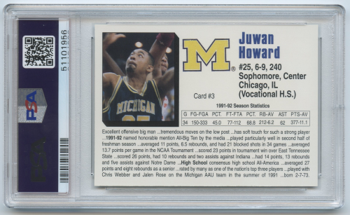 1992-93 Michigan #3 Juwan Howard back image