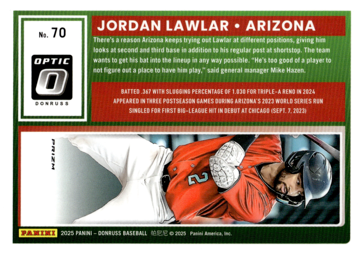 2025 Donruss Optic Circles #70 Jordan Lawlar back image