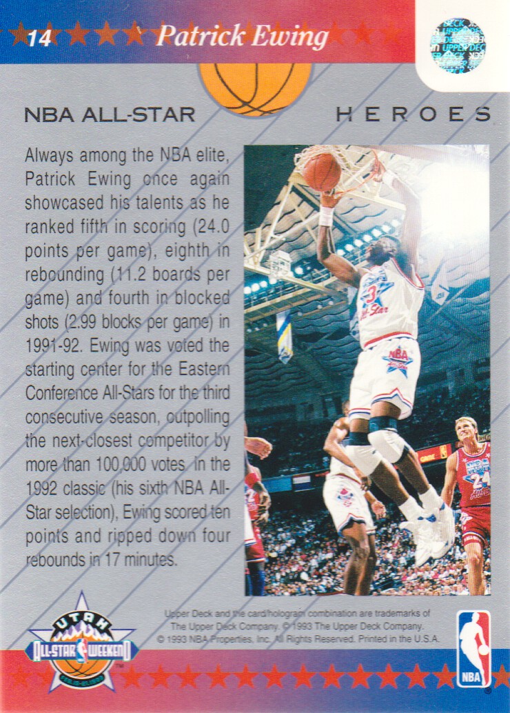 1992-93 Upper Deck All-Star Weekend #14 Patrick Ewing back image