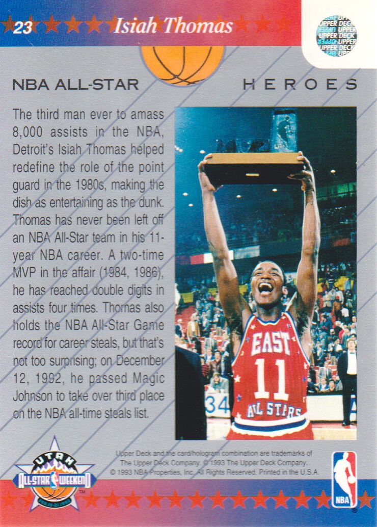 1992-93 Upper Deck All-Star Weekend #23 Isiah Thomas back image
