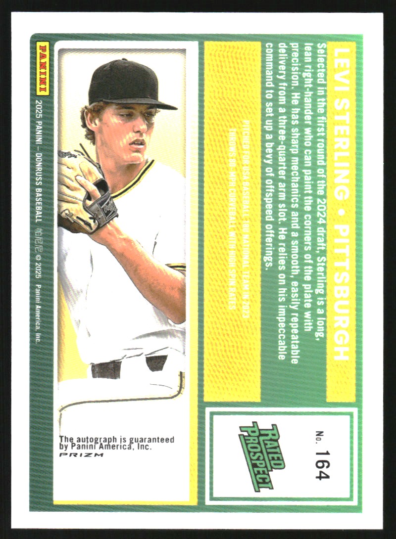 2025 Donruss Optic Rated Prospects Signatures #164 Levi Sterling