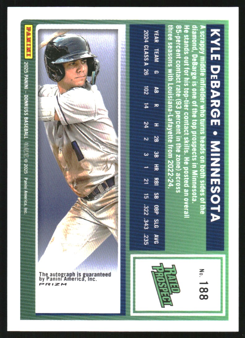 2025 Donruss Optic Rated Prospects Signatures #188 Kyle DeBarge