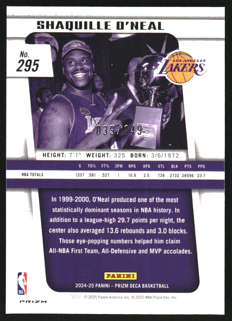2024-25 Prizm Deca Prizms Blue #295 Shaquille O'Neal MVP /149