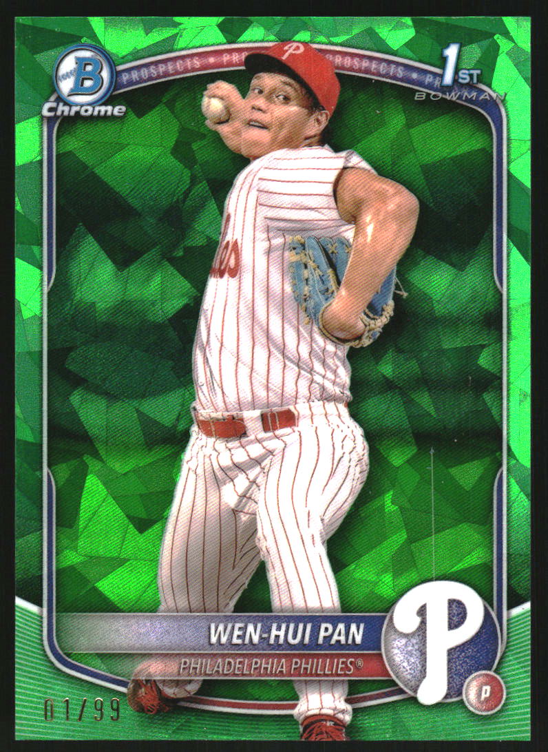 2025 Bowman Chrome Sapphire Prospects Green Refractors #BCP6 Wen-Hui Pan