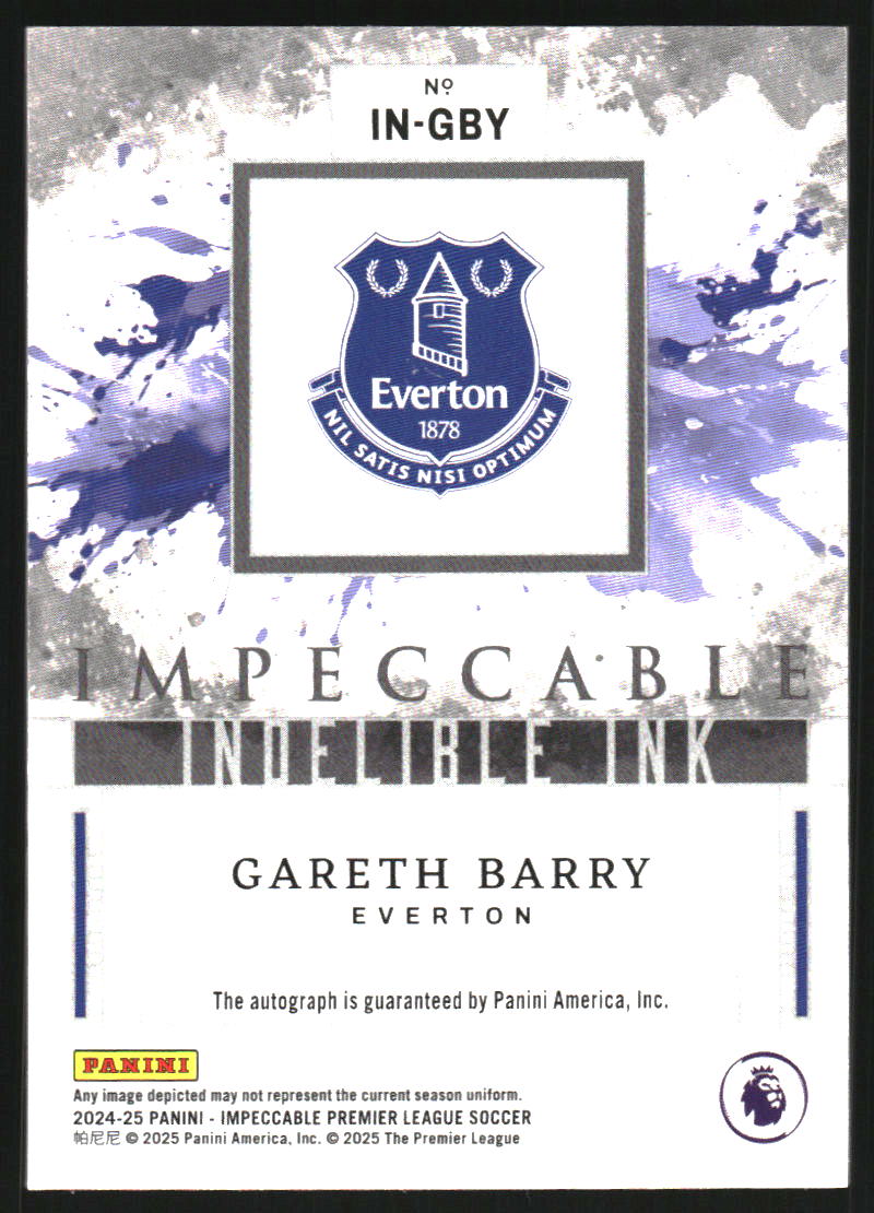 2024-25 Panini Impeccable English Premier League Indelible Ink Silver #5 Gareth Barry Auto /49