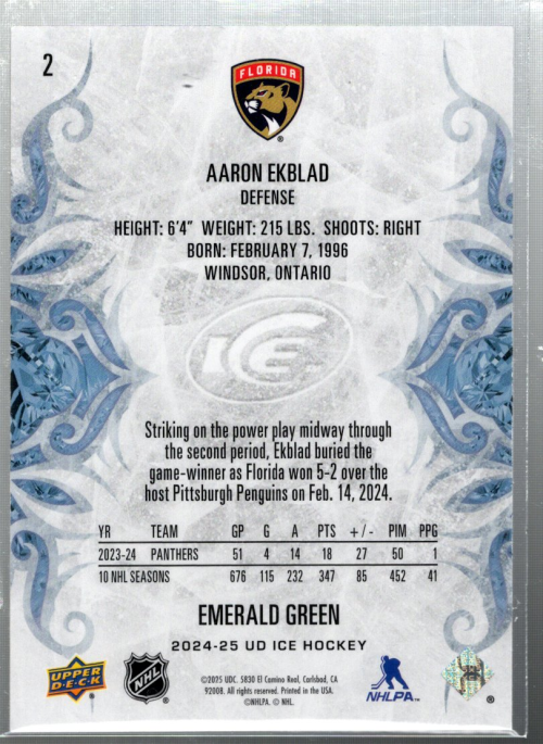 B6876- 2024-25 Upper Deck Ice Emerald Green Hk Cards -You Pick- 15+ FREE US SHIP - Picture 3 of 5