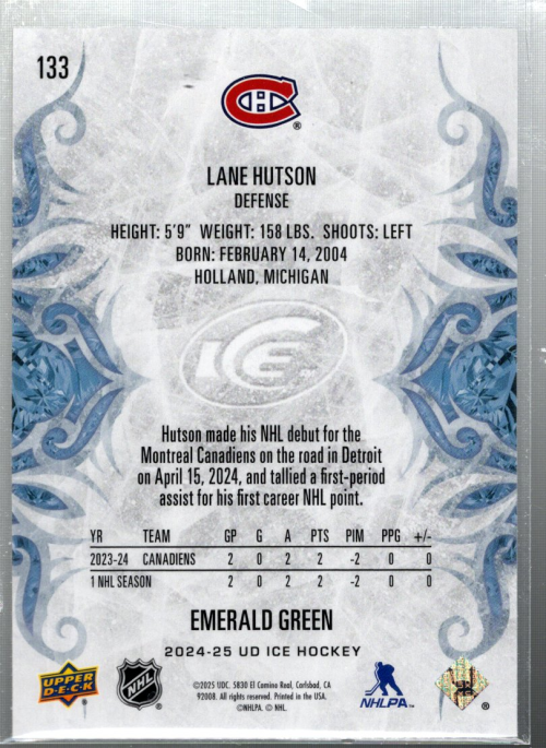 B6876- 2024-25 Upper Deck Ice Emerald Green Hk Cards -You Pick- 15+ FREE US SHIP - Picture 5 of 5