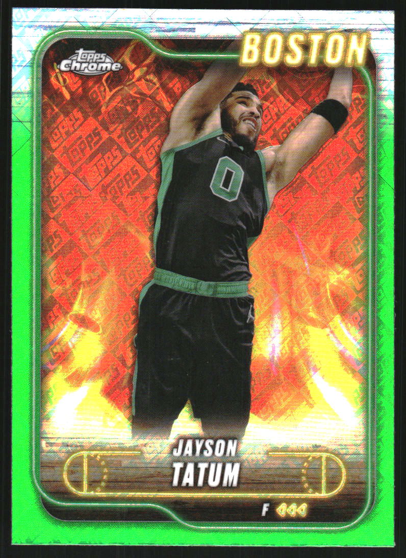 2024-25 Topps Chrome Topps Green Refractors #51 Jayson Tatum